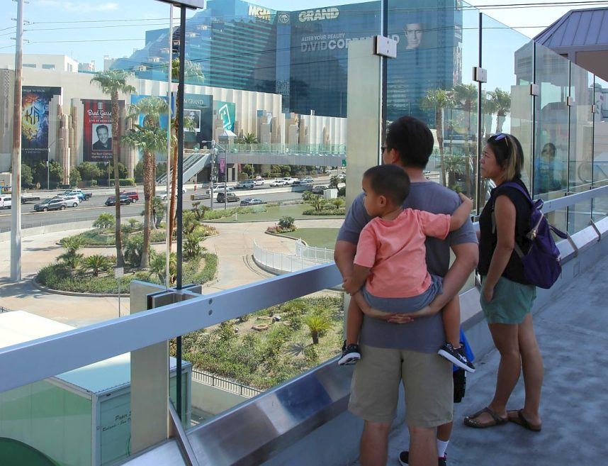 ACLU Sues Vegas Over Pedestrian Bridge Standing Ban